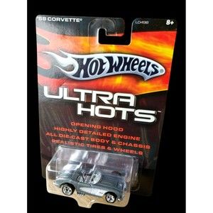 2006 Hot Wheels Ultra Hots '58 CORVETTE Gray Real Riders 5 Spoke 1:64 L0498 MIP